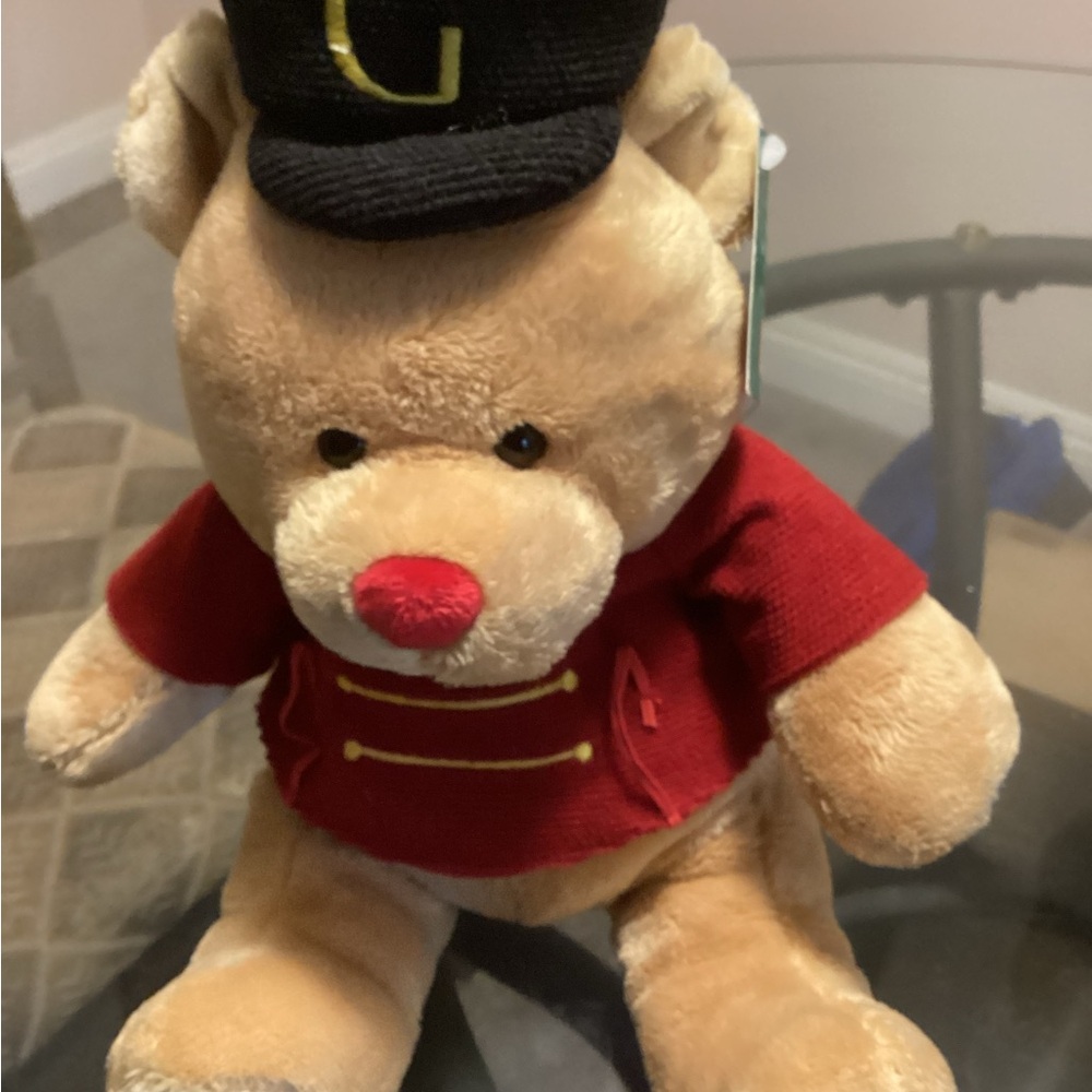 Plush Teddy Bear in Red Outfit